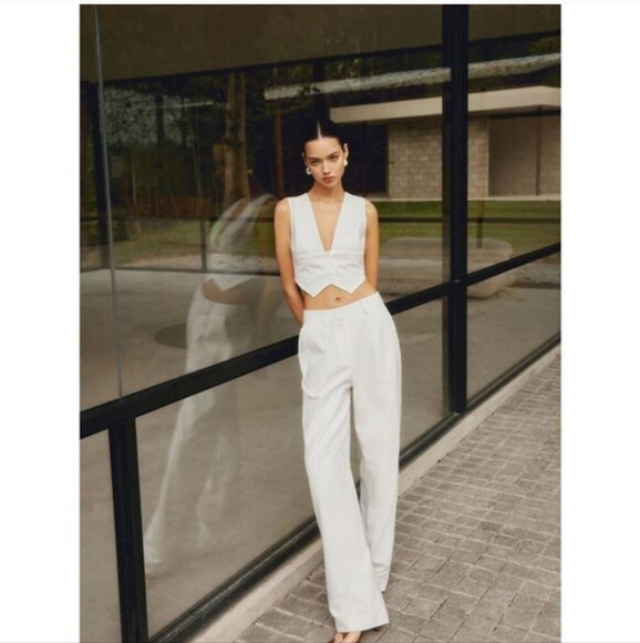 41. Nwt Commense Linen Trousers White Size Medium - Picture 5 of 11